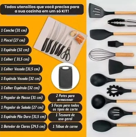 Kit de Cozinha 19 Peças de Silicone Premium - ULTIMAS UNIDADES