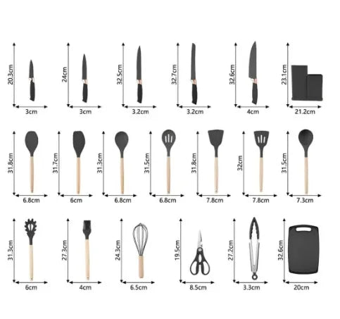 Kit de Cozinha 19 Peças de Silicone Premium - ULTIMAS UNIDADES